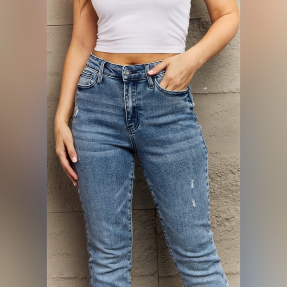 Judy Blue Kayla Full Size High Waist Distressed Slim Jeans NEW - Picture 6 of 7